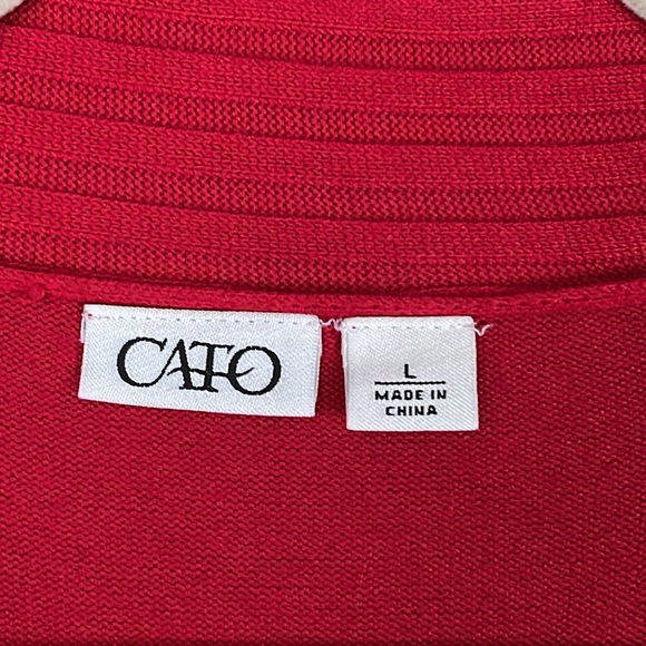 CATO long open front red cardigan sweater duster ribbed Size large - Picture 4 of 9
